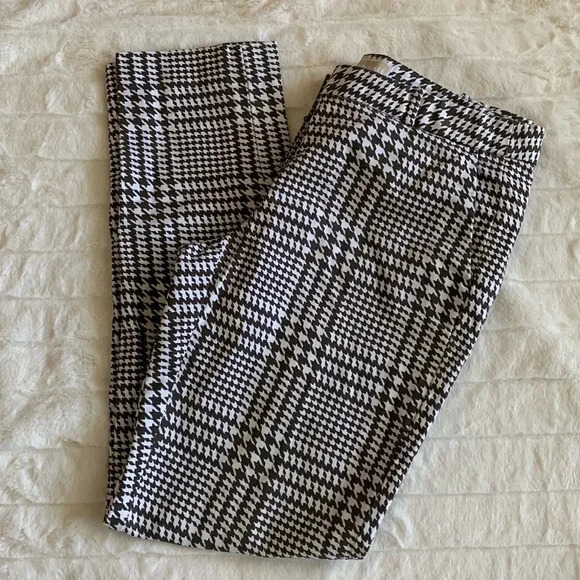 Women’s Michael Kors Houndstooth Print Pants Brown/White Size 6 EUC - Picture 1 of 9